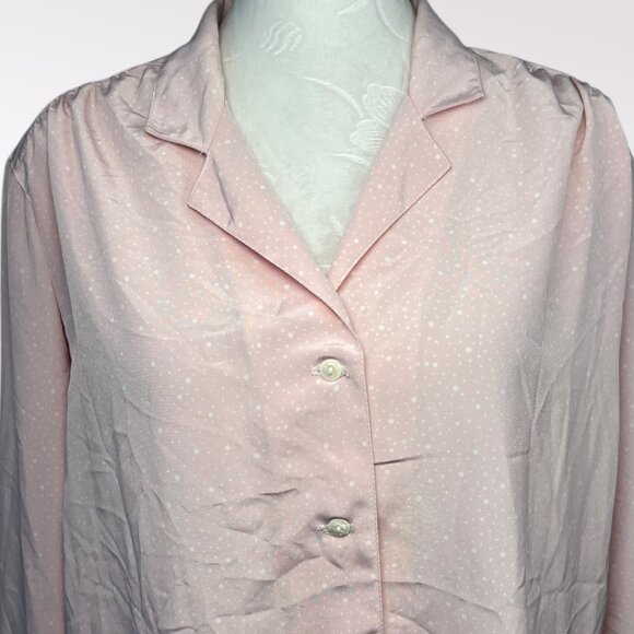 Vintage Decouvé Long Sleeve Button Down Shirt Pink Polka Dot Size 8 - Picture 2 of 10
